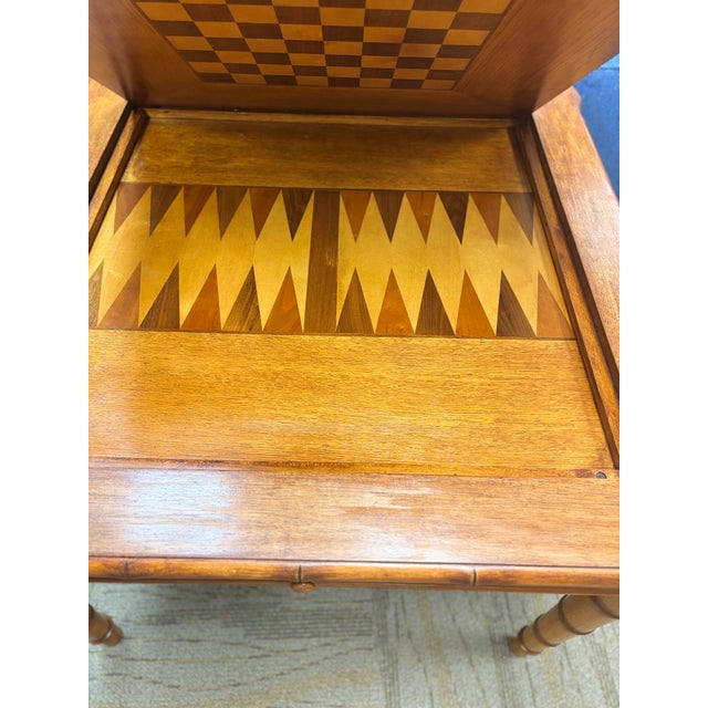 Late 20th Century Faux Bamboo Table Set, Mahjong, Card/Game Table With 4 Chairs. Fully Refurbished With New Upholstery. For Sale - Image 5 of 8