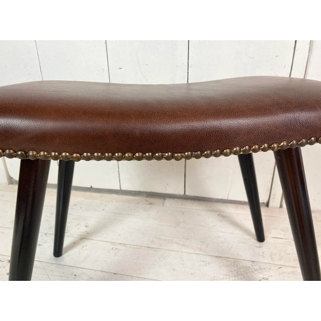 1960s Scandinavian Modern Faux Leather Stool For Sale - Image 5 of 8