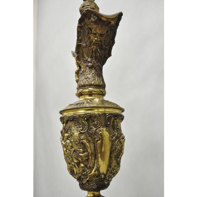 Vintage French Renaissance Large Figural Bronze Ewer Urn Pitcher Table Lamp For Sale In Philadelphia - Image 6 of 12