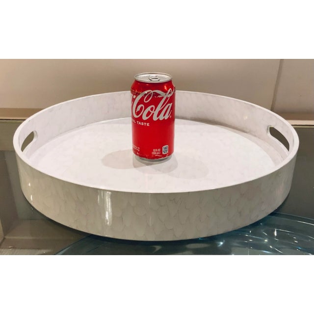 Modern Gray and Cream Lacquered Tray For Sale - Image 4 of 5