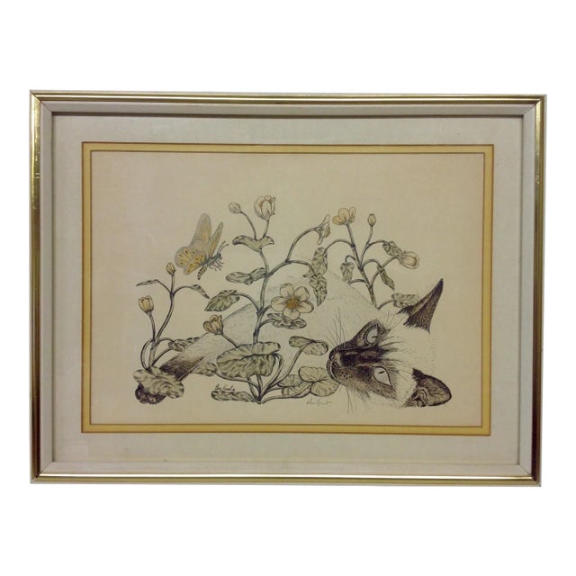 Siamese Cat Lithograph by Don Kent For Sale