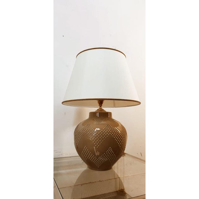 Ceramic Light with Lampshade For Sale - Image 4 of 17