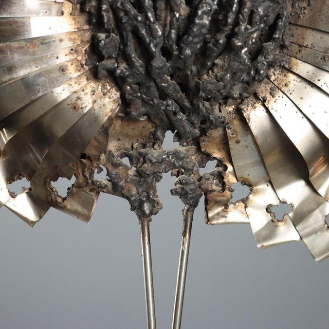 Sheet Metal Sculpture on Wood Base For Sale - Image 5 of 9