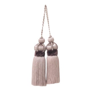 Lavender Key Tassel With Cut Velvet Ruche - a Pair For Sale
