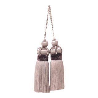 Lavender Key Tassel With Cut Velvet Ruche - a Pair For Sale