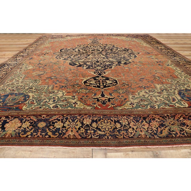 Late 19th Century Persian Farahan Sarouk Rug, 10'06 X 13'07 For Sale - Image 11 of 12