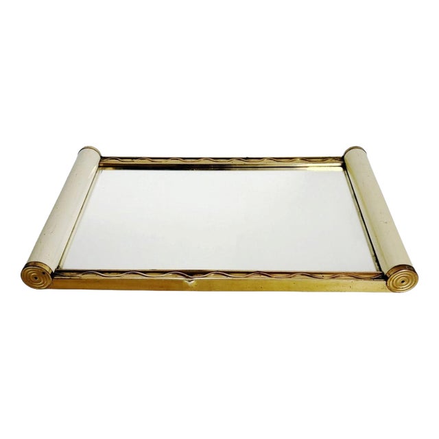 Art Deco Wooden and Mirrored Tray, France, 1940 For Sale