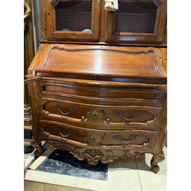 Hand Carved Walnut Italian Secretaire Desk For Sale - Image 9 of 18