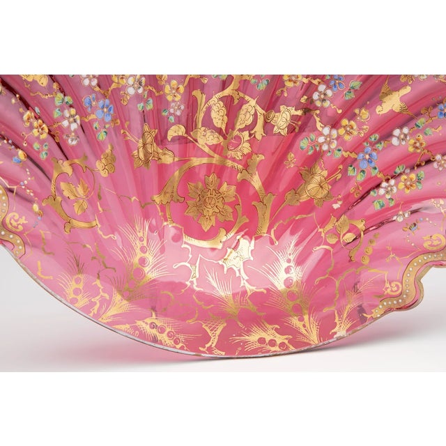 Late 19th Century Late 19th Century Moser Cranberry Glass Shell Dish With Enamel & Gilt For Sale - Image 5 of 18