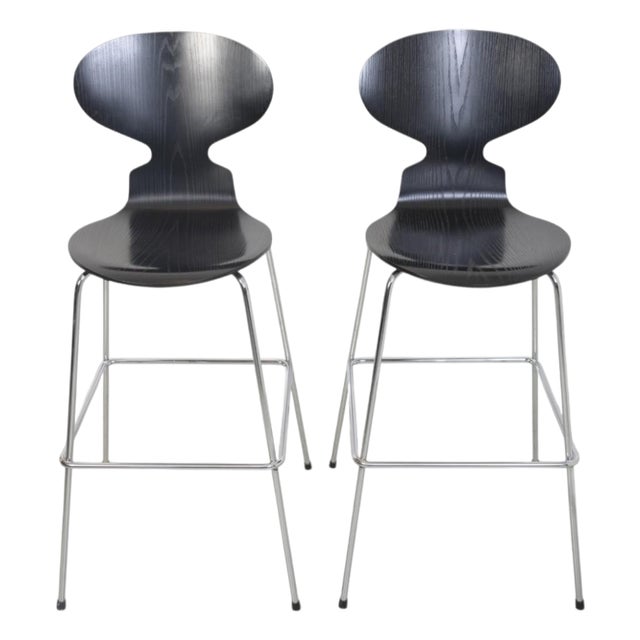Vintage Black Ant Bar Stools by Arne Jacobsen, 2000s, Set of 2 For Sale