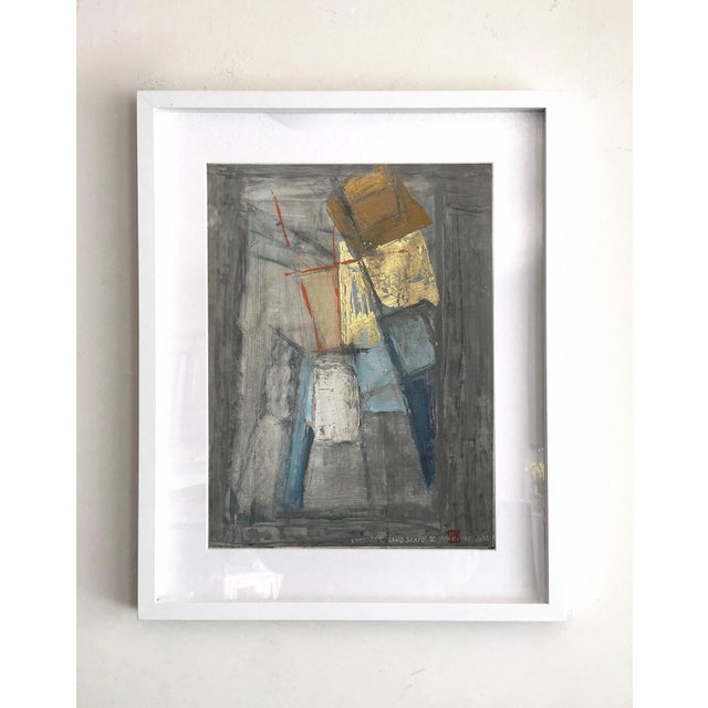 Interior Land Scape. V Framed Surreal Gold Leaf Painting For Sale - Image 4 of 4