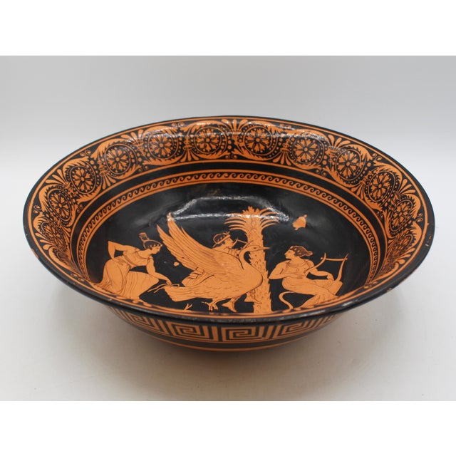 Circa 1800-1830 Greco-Roman Revival Deep Terracotta Bowl, by del Vecchio pottery, Naples. Grand Tour collector piece; red...