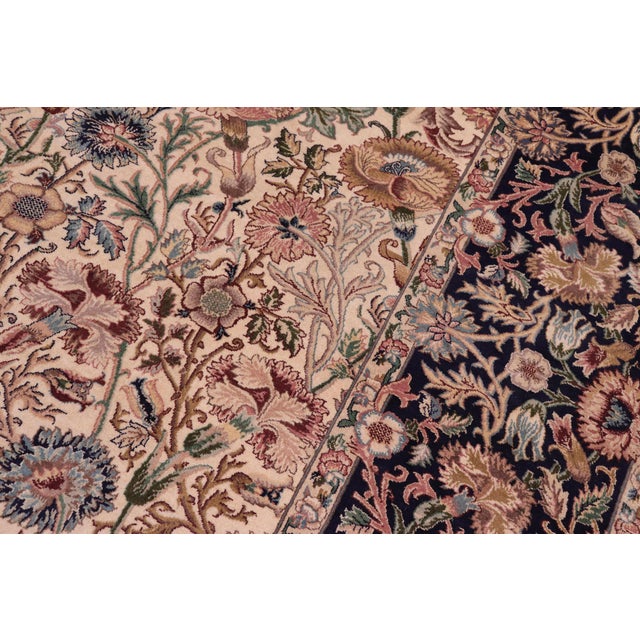 1990s Shabby Chic Floral 1990's Pak-Persian Ivory/Blue Wool Rug - 9'1'' X 12'7'' For Sale - Image 5 of 9