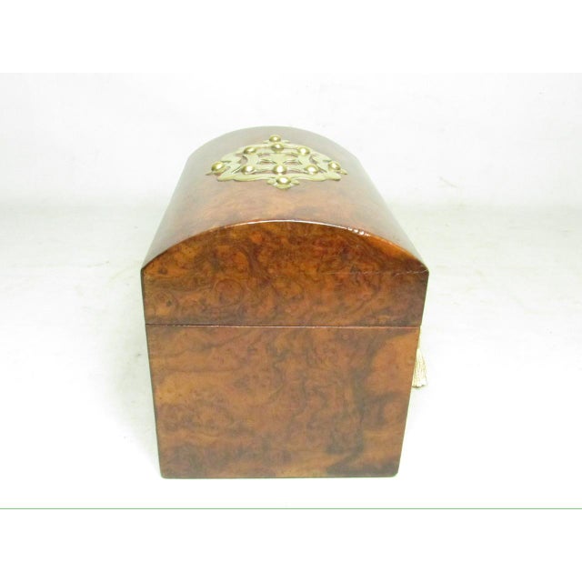English Country Home Antique English Burr Walnut Tea Caddy, c.1850 For Sale - Image 4 of 18