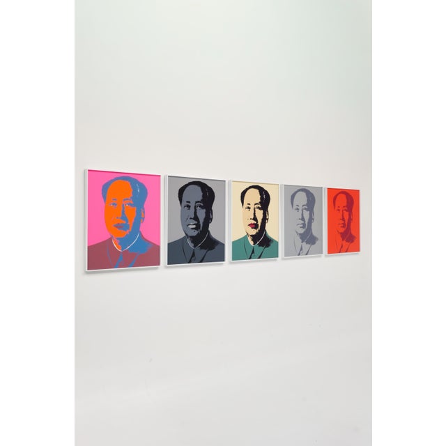 A series of five screen prints entitled mao portfolio, featuring works by andy warhol and published by sunday b. Morning....
