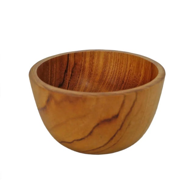 2020s Simple Small Teak Wood Bowl For Sale - Image 5 of 5