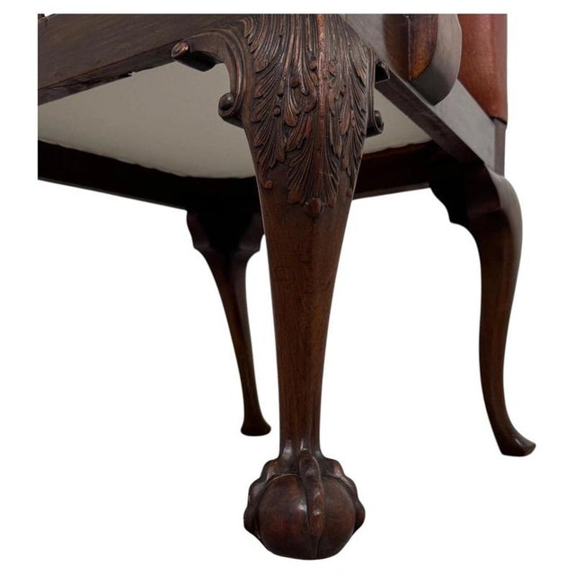 Antique 19th Century English Mahogany Open Armchair with Claw Feet For Sale - Image 14 of 15