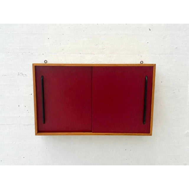 Mid-Century Modern Wall Cabinet with Red Sliding Doors, 1960s For Sale - Image 10 of 15
