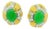 1970s 18k Gold Jade and Diamond Statement Clip-on Earrings, Pair For Sale