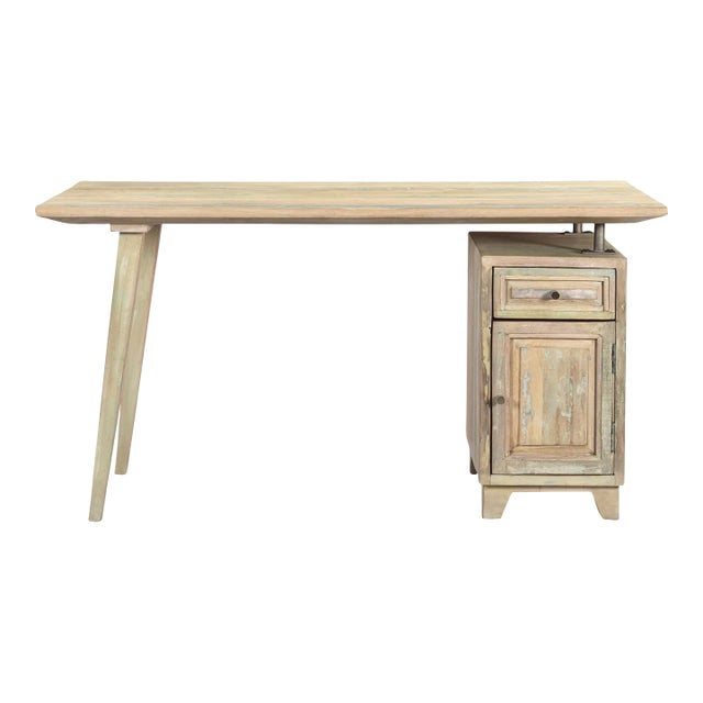 1990s Rustic Brown Reclaimed Wood Executive Desk – 1 Piece For Sale