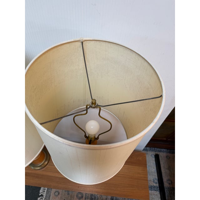 Mid 20th Century Walnut Wood Table Lamps, a Pair For Sale In San Francisco - Image 6 of 12