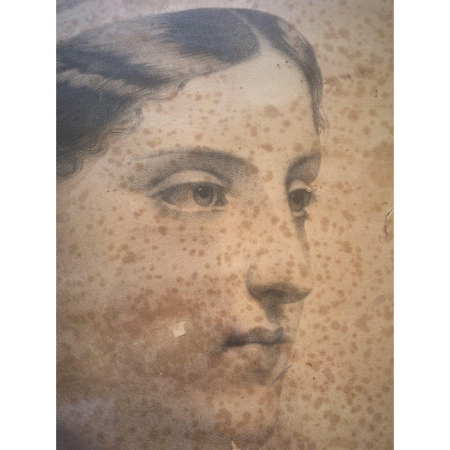 Portrait of Young Woman, 1800s, Cardboard, Framed For Sale - Image 6 of 8