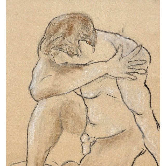 "Contemplation of a Man" Figurative Contemporary Nude Drawing by Artist Martha Holden For Sale - Image 4 of 5