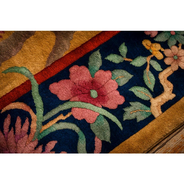 1920s 1920s Antique Warm Gold Ground Floral Modern Knotted Chinese Art Deco Carpet Rug For Sale - Image 5 of 9