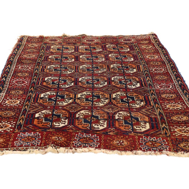 Mid-Century Modern Vintage Persian Turkoman Rug, 03'03 X 04'09 For Sale - Image 3 of 10