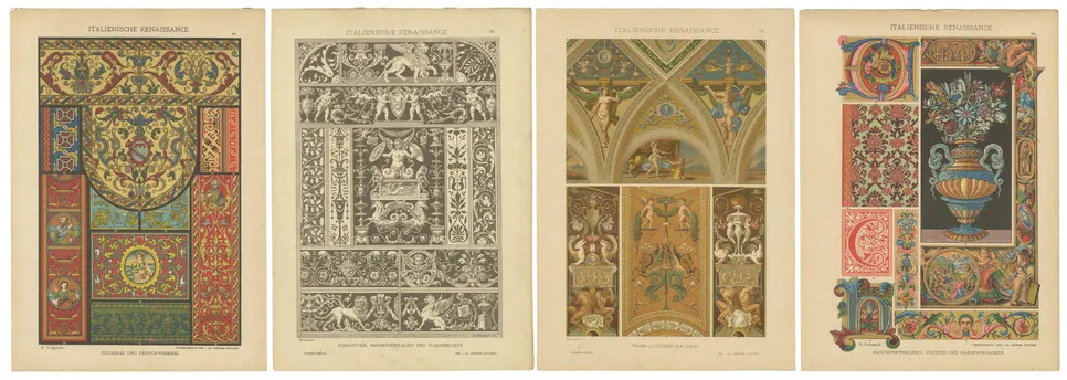 Italian Renaissance Artistic Designs, 1887, Paper, Set of 4 | Chairish