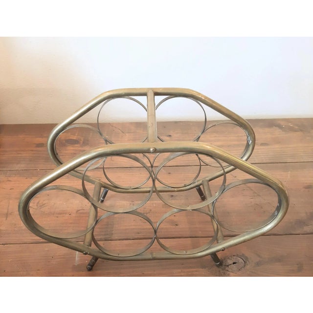 Mid Century Brass Wine Bottle Holder Rack For Sale - Image 10 of 10