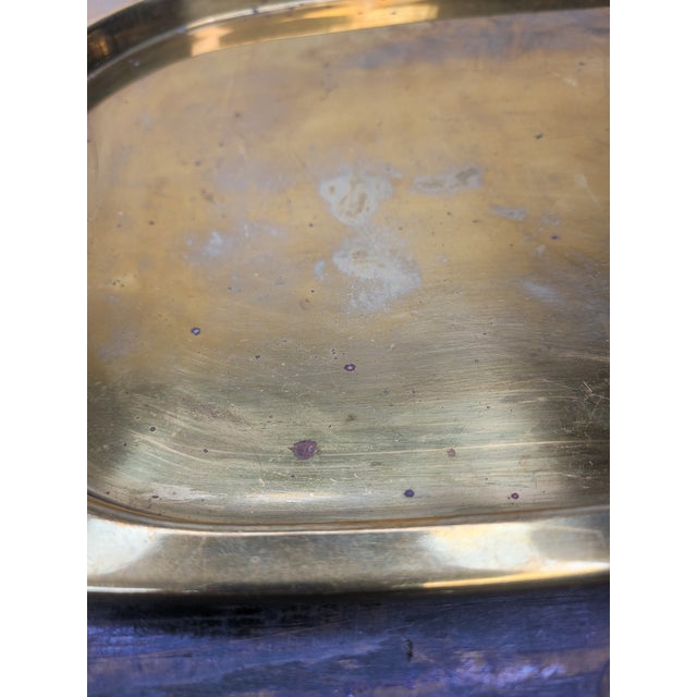 Mid 20th Century Mid 20th Century Hollywood Regency Solid Brass Tray With Art Nouveau Style Handles For Sale - Image 5 of 12