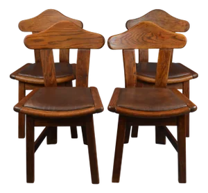 Vintage Brutalist Oak Dining Chairs, 1960s, Set of 4