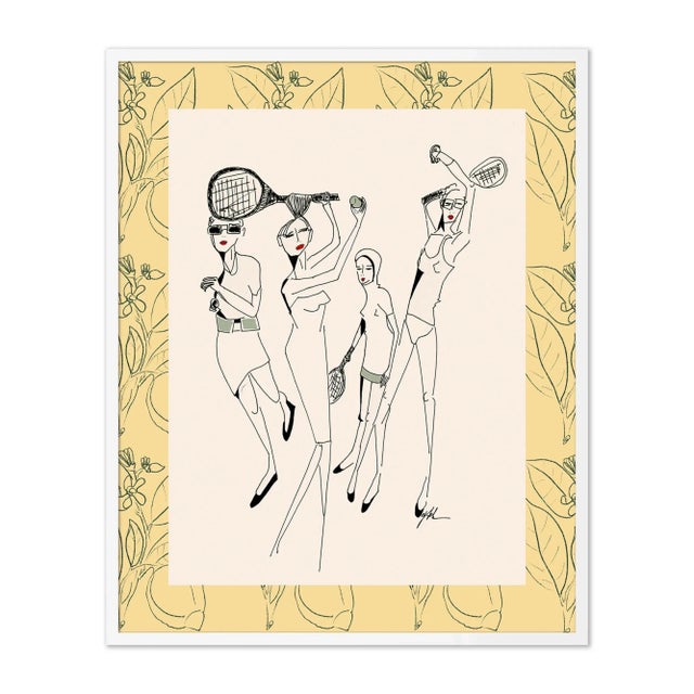 The Cartorialist Lemon Tennis by Carly Kuhn in White Frame, Medium Art Print For Sale - Image 4 of 4