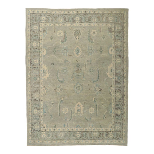 Modern Style Turkish Oushak Rug, 09'05 X 12'06 For Sale