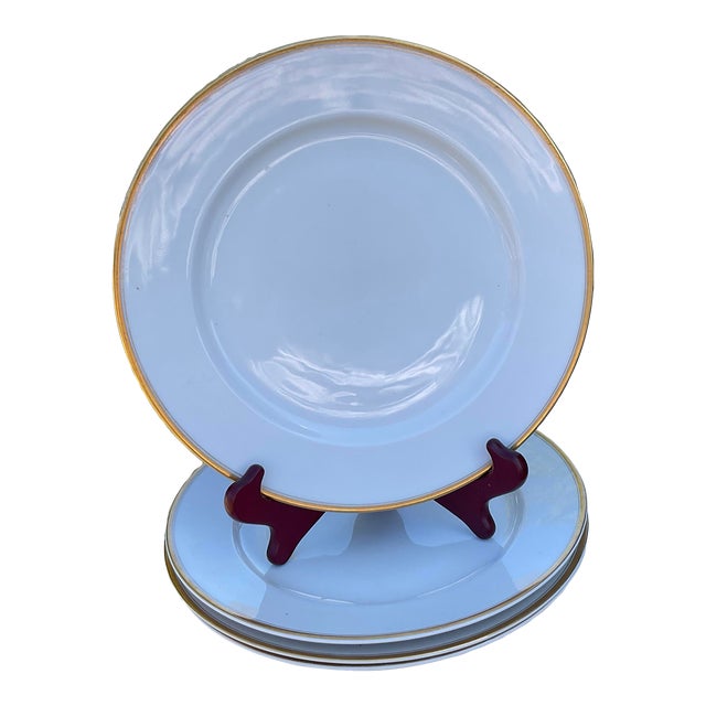 Set of 4 Nippon White Dinner Plates With Gold Trim, Circa 1891 -1921 For Sale