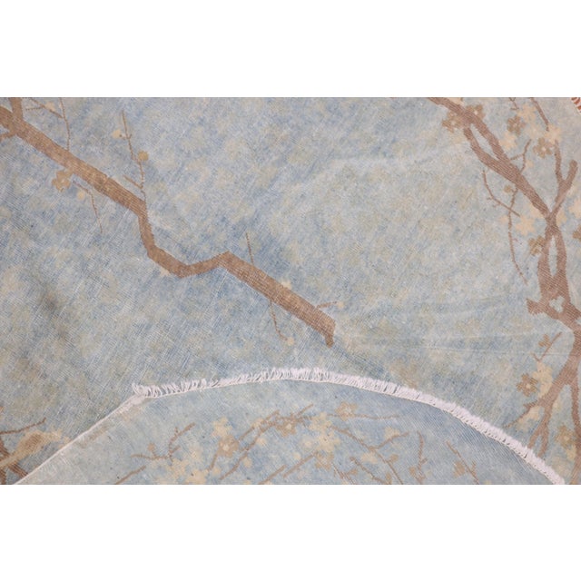 Baby Blue Early 20th Century Powder Blue Oval Chinese Rug - 4' x 7' For Sale - Image 8 of 12