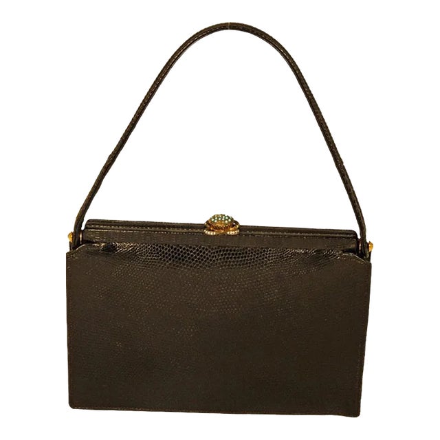 Vintage Koret Black Evening Lizard Purse For Sale