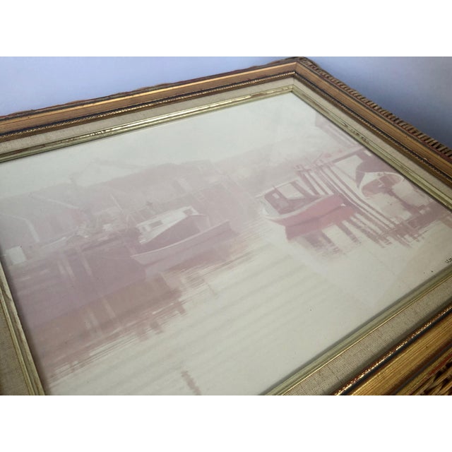 American Wayne T Macdonald Vintage "Reverie" Foggy Marina Signed Photograph in Frame For Sale - Image 3 of 10