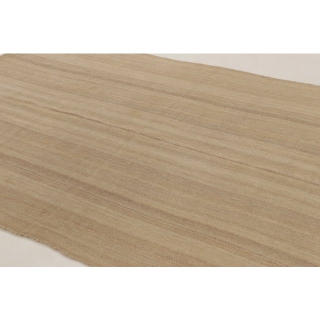 2020s Rug & Kilim's Textural Beige Rez Kilim Flatweave With Linear Design For Sale - Image 5 of 11