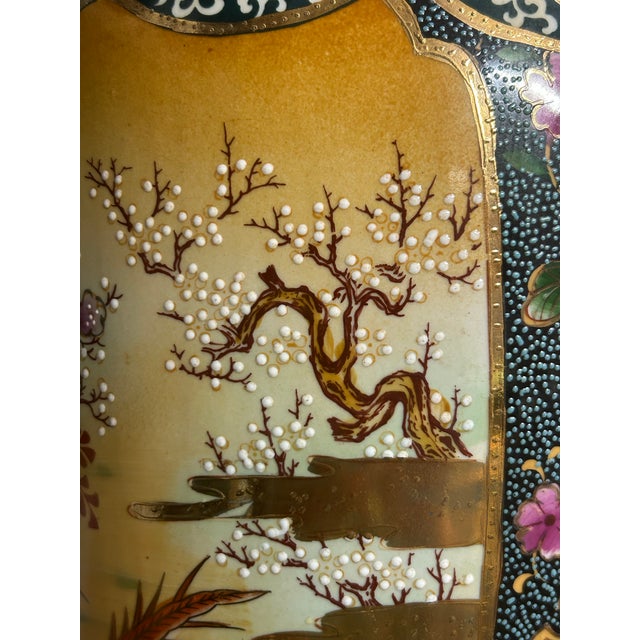 Late 20th Century Vintage Chinese Satsuma-Style Moriage Porcelain Floor Vase, 24” For Sale - Image 5 of 11