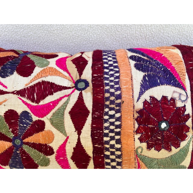 1920s Pillow Upholstered With Uzbek Textile For Sale - Image 5 of 6