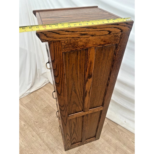 Vintage Tiger Oak File Cabinet Four Drawers, Paneled Sides, Rare Letter Size For Sale - Image 10 of 12
