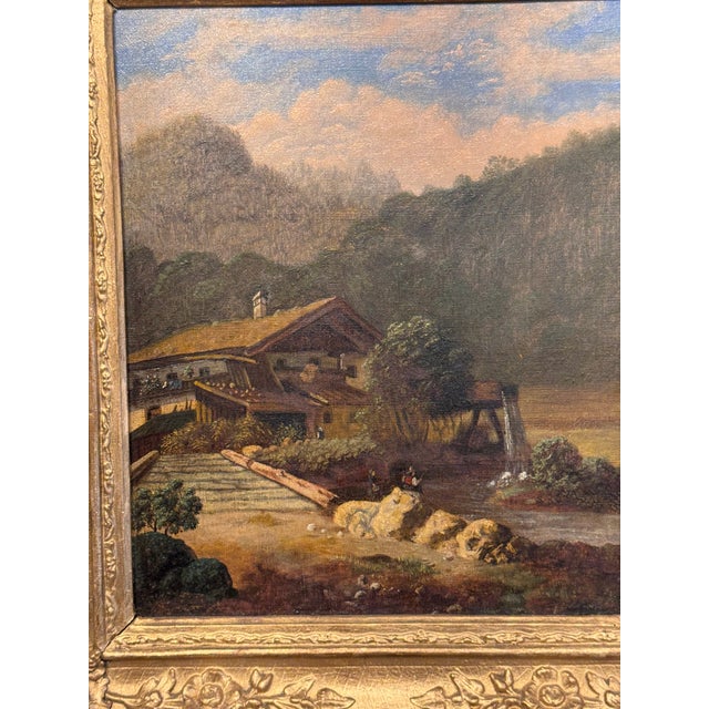 19th Century Oil "Fishing by the Lodge" For Sale - Image 4 of 9