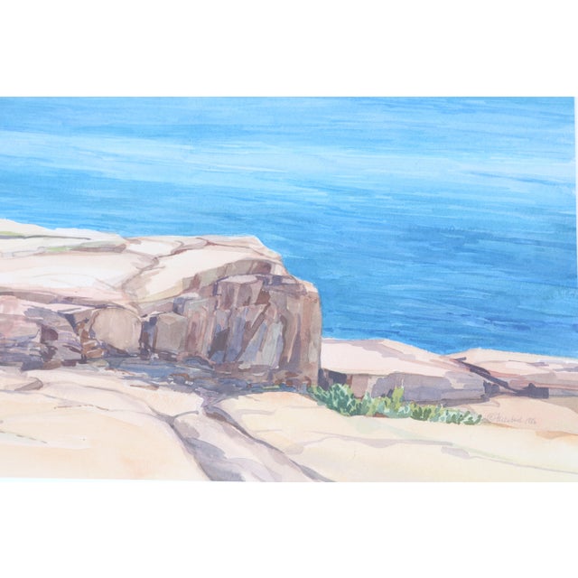 1986 Hannah Ferenbach Rocky Coastal Seascape Watercolor Painting One-of-a-Kind For Sale - Image 14 of 18