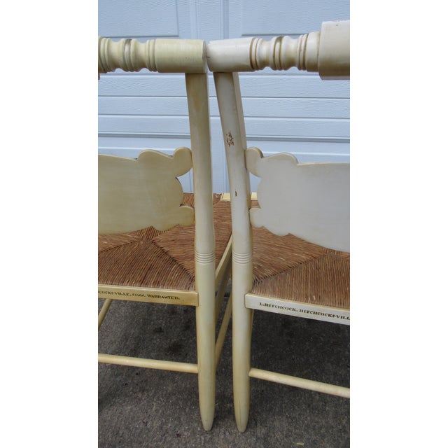 Wood Pair of 1980s Farmhouse Hitchcock Chairs Designer Cream For Sale - Image 7 of 9