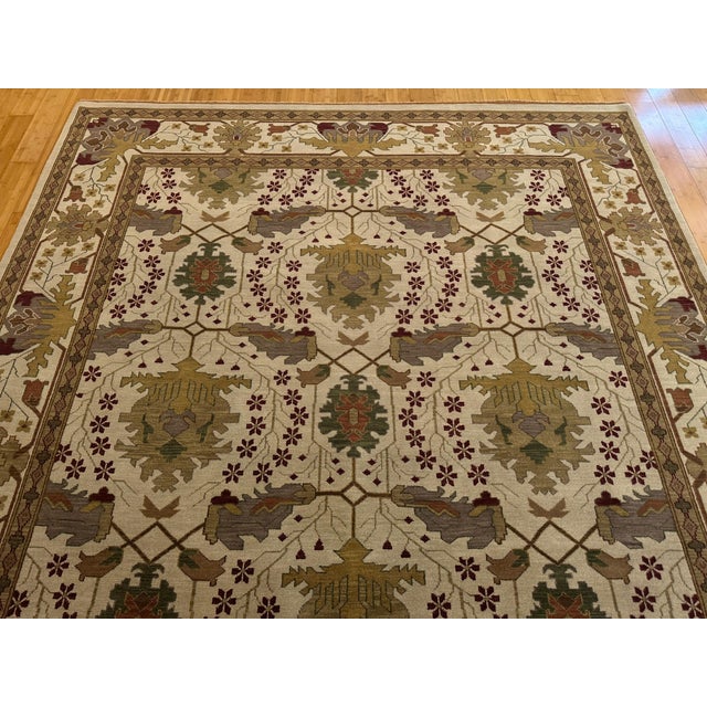 Transitional 1990s Ziegler Sultanabad Wool Ivory Field With Warm Earth Tone Palmettes Rug 9x12 For Sale - Image 3 of 10