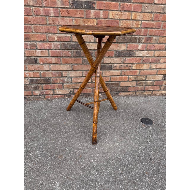 19th Century Decoupage Bamboo Side Table For Sale In Nashville - Image 6 of 6