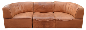 Vintage DS 15 Modular Cognac Saddle Leather Sofa from de Sede, 1970s, Set of 3