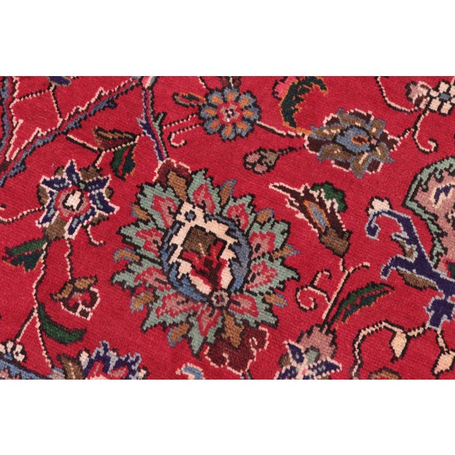 Shabby Chic Tabriz Red/Blue Wool Rug - 9'10'' X 12'5'' For Sale In New York - Image 6 of 10